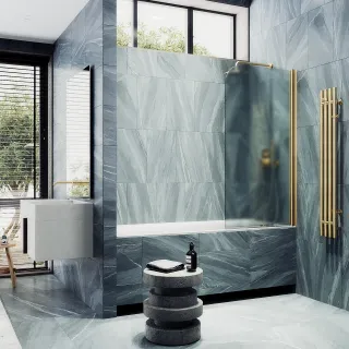 Шторка на ванну MaybahGlass MGV-615-3 60см золото